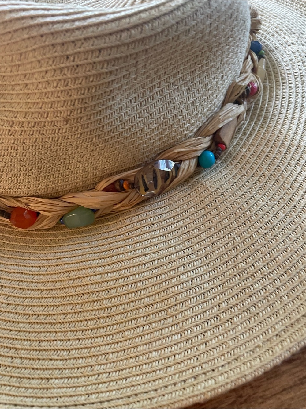 Capelli Embellished Bejeweled Sun Straw Hat Size M - Picture 3 of 6